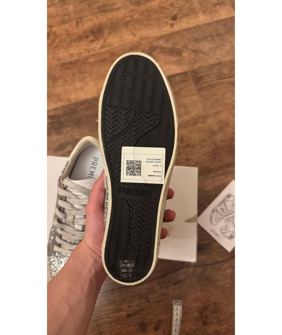 PREMIATA Серебряные кожаные кеды, фото 7