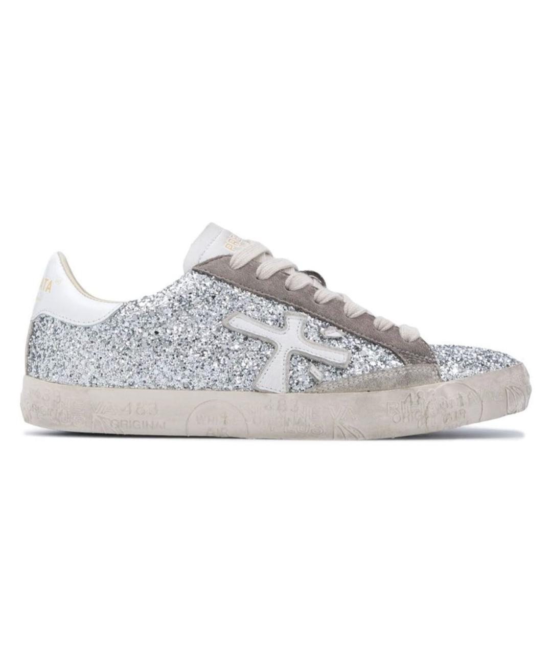 PREMIATA Серебряные кожаные кеды, фото 9