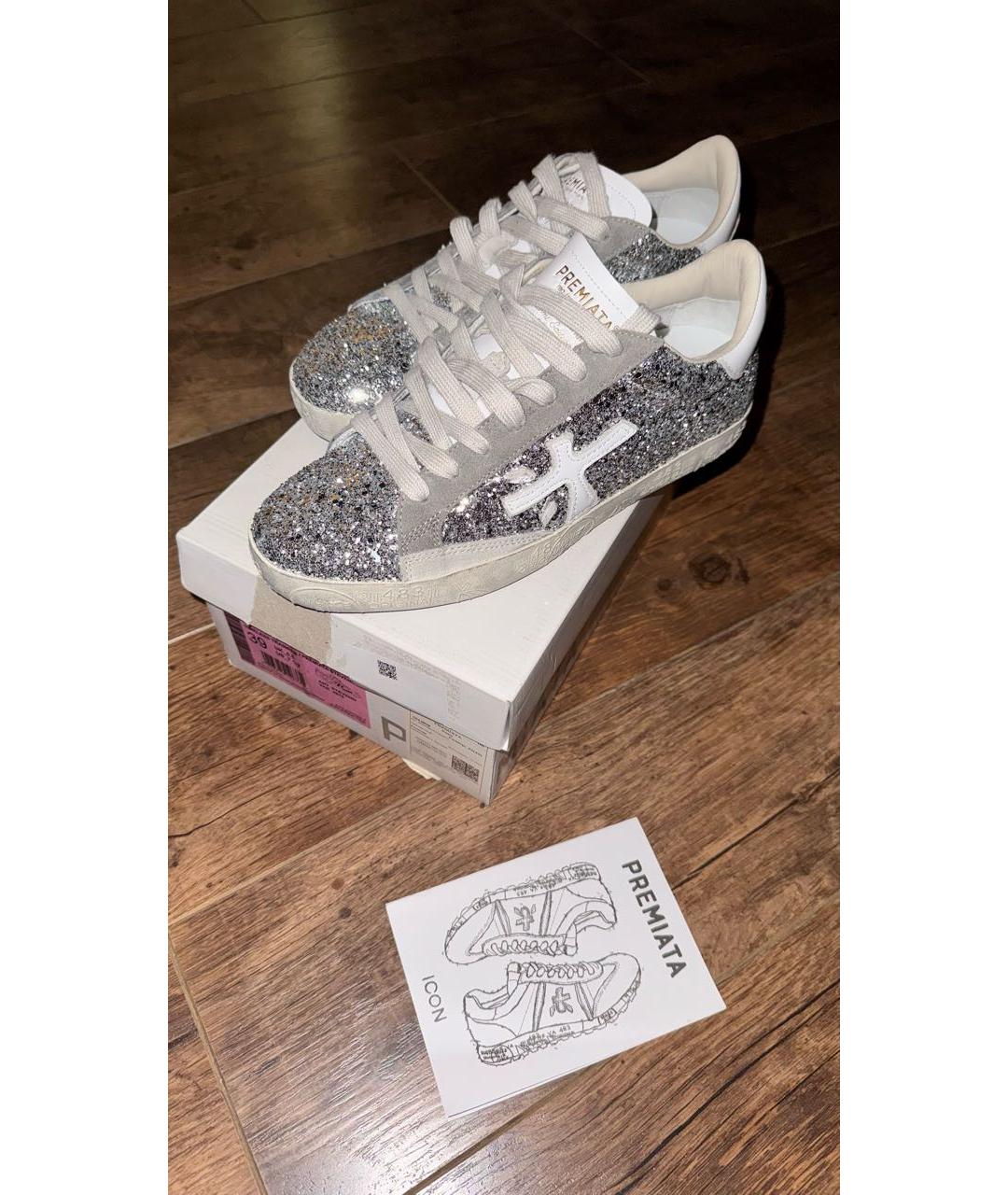 PREMIATA Серебряные кожаные кеды, фото 2