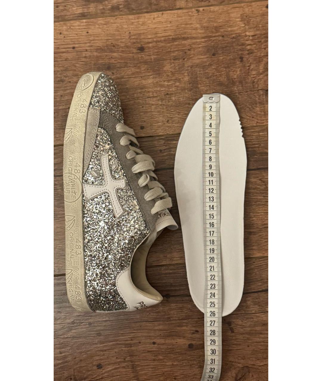 PREMIATA Серебряные кожаные кеды, фото 5