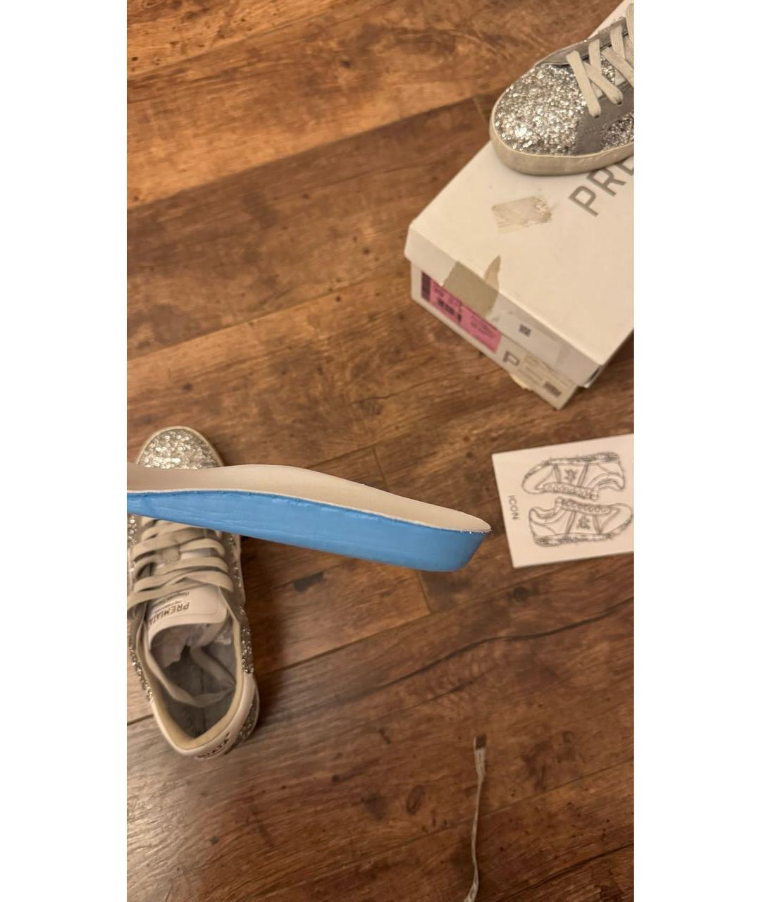 PREMIATA Серебряные кожаные кеды, фото 6