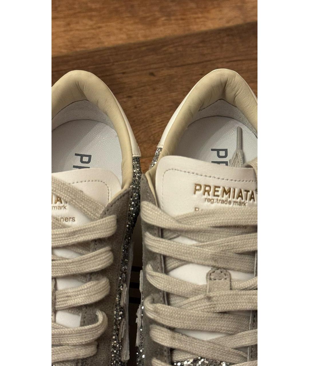 PREMIATA Серебряные кожаные кеды, фото 4