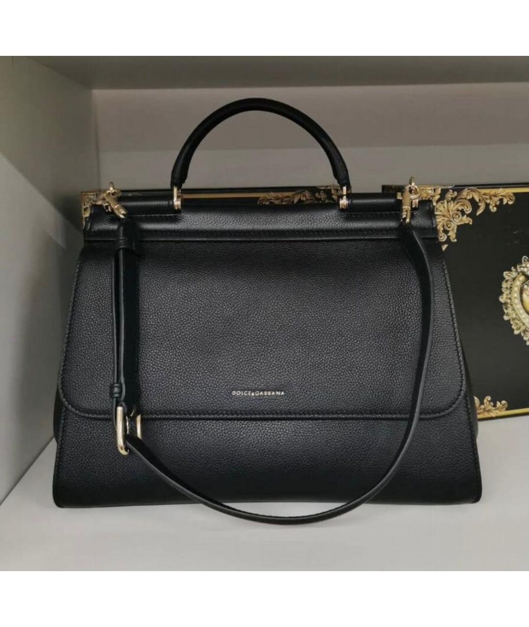 DOLCE&GABBANA Черная кожаная сумка через плечо, фото 4