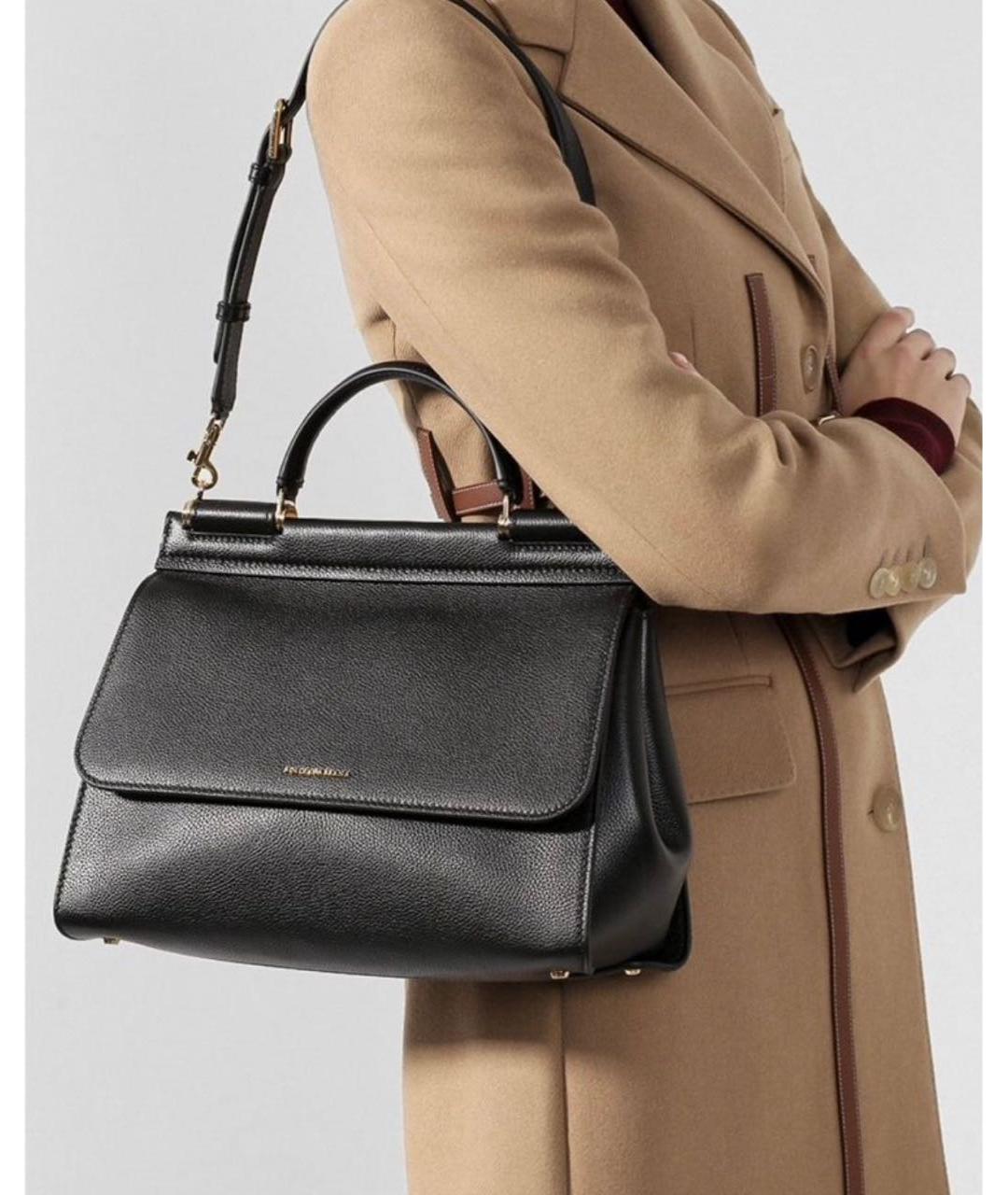 DOLCE&GABBANA Черная кожаная сумка через плечо, фото 2