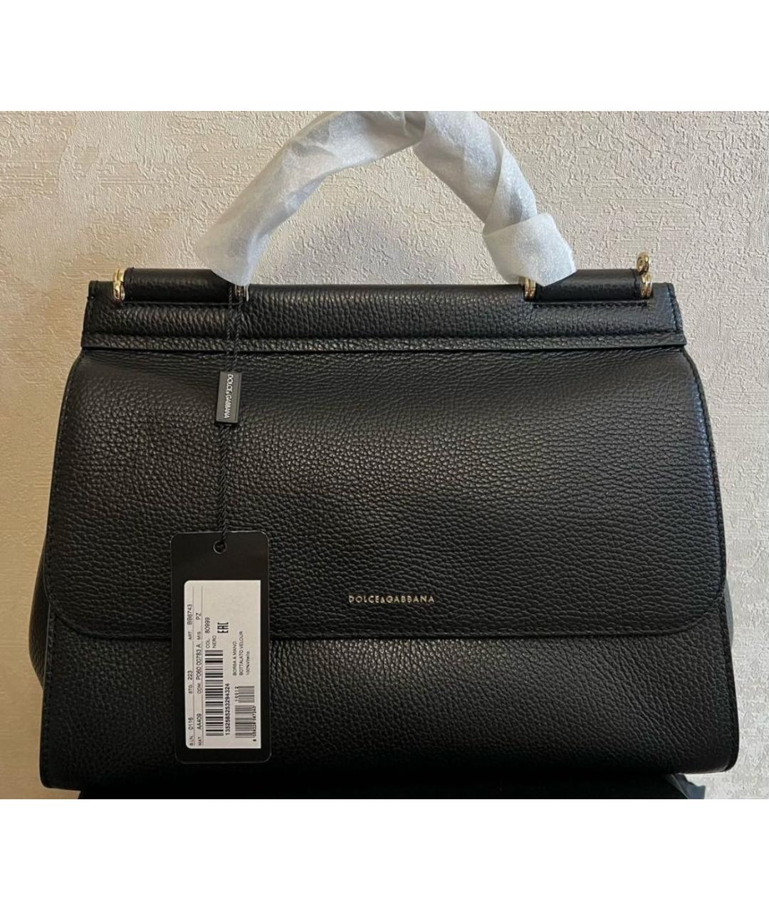 DOLCE&GABBANA Черная кожаная сумка через плечо, фото 7