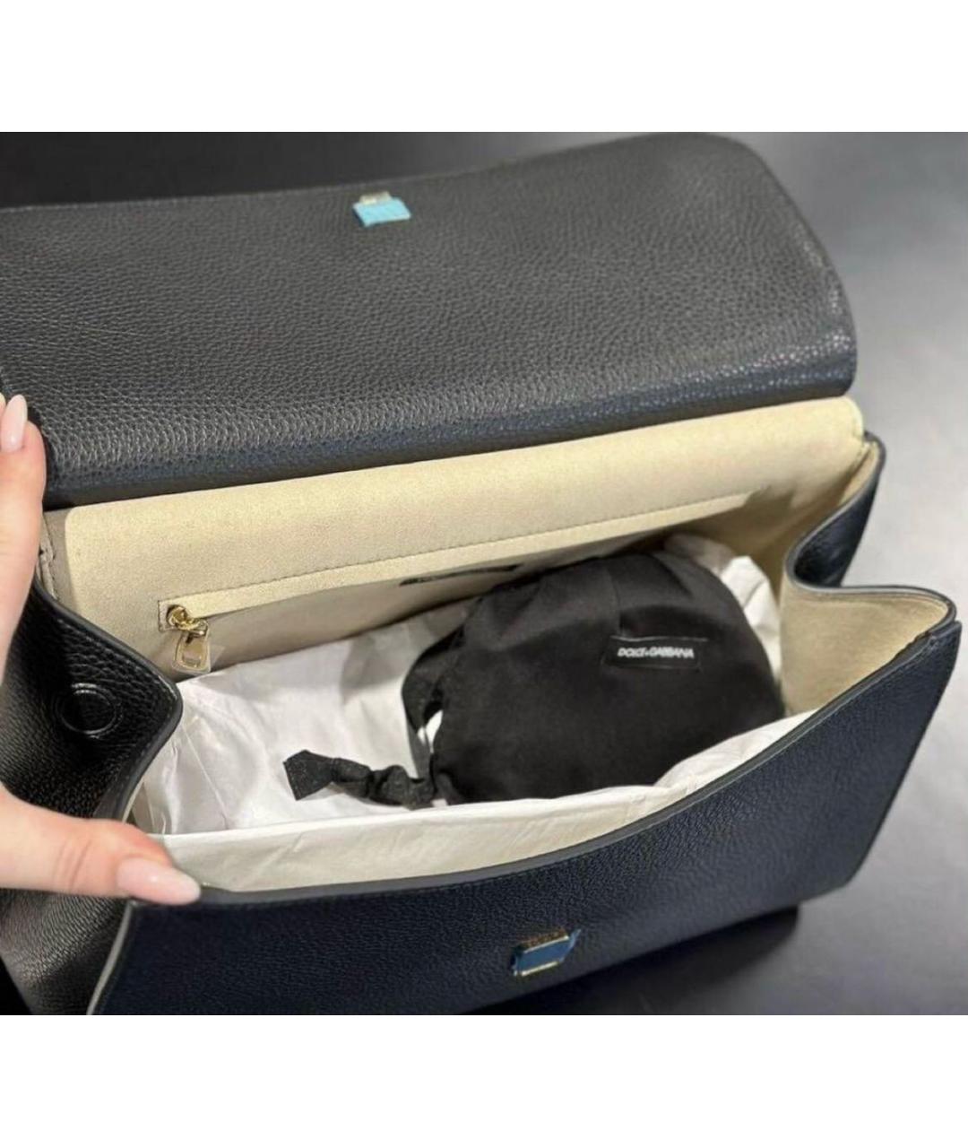 DOLCE&GABBANA Черная кожаная сумка через плечо, фото 8