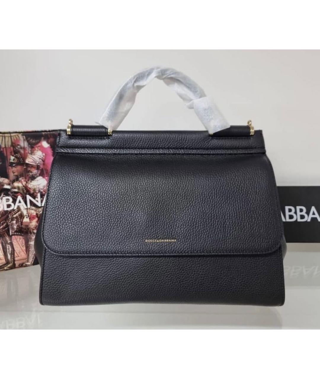 DOLCE&GABBANA Черная кожаная сумка через плечо, фото 3