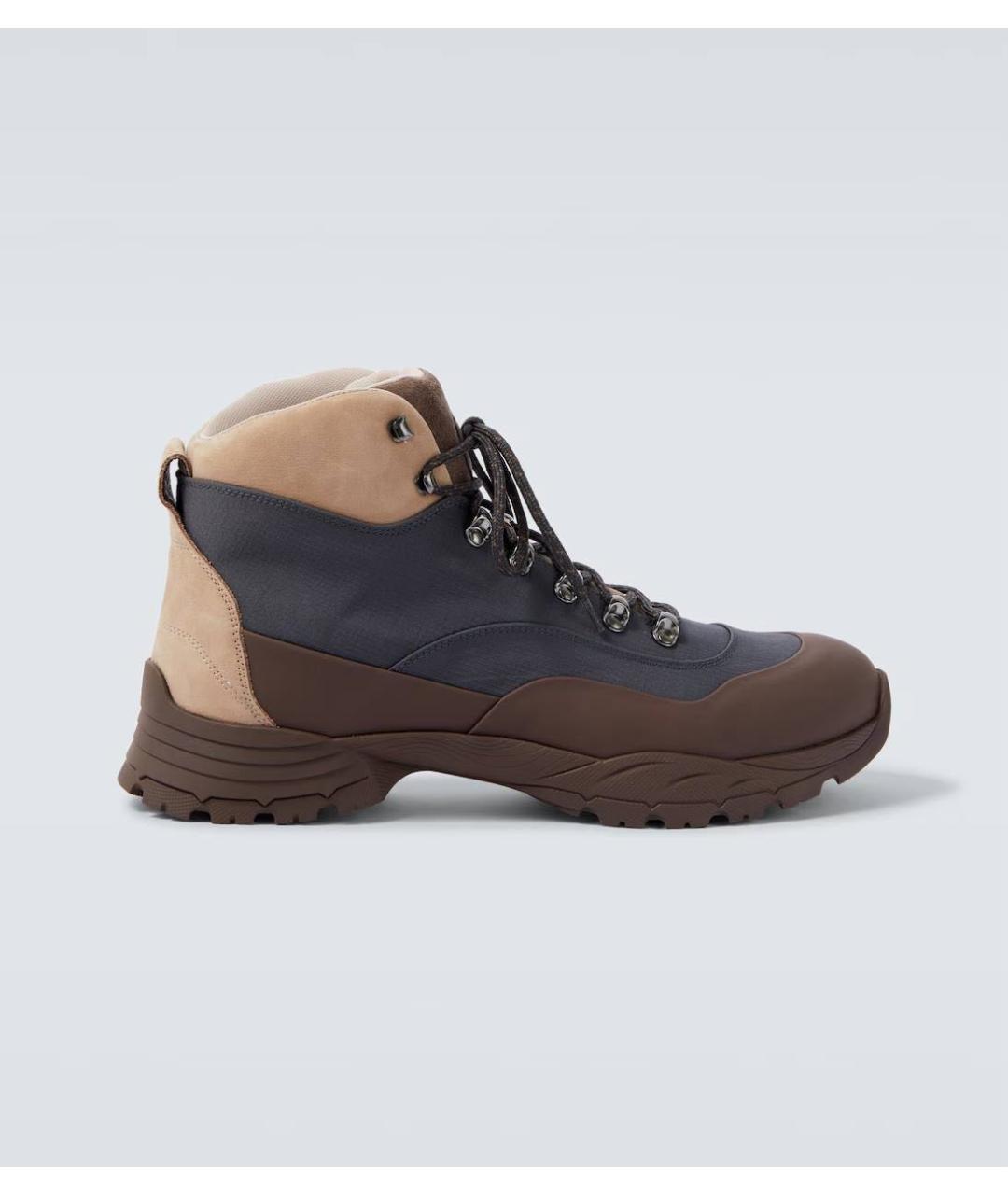 BRUNELLO CUCINELLI Темно-синие кожаные высокие ботинки, фото 6