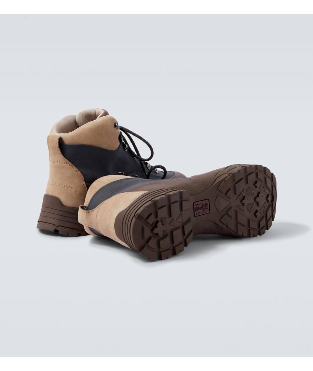 BRUNELLO CUCINELLI Темно-синие кожаные высокие ботинки, фото 5