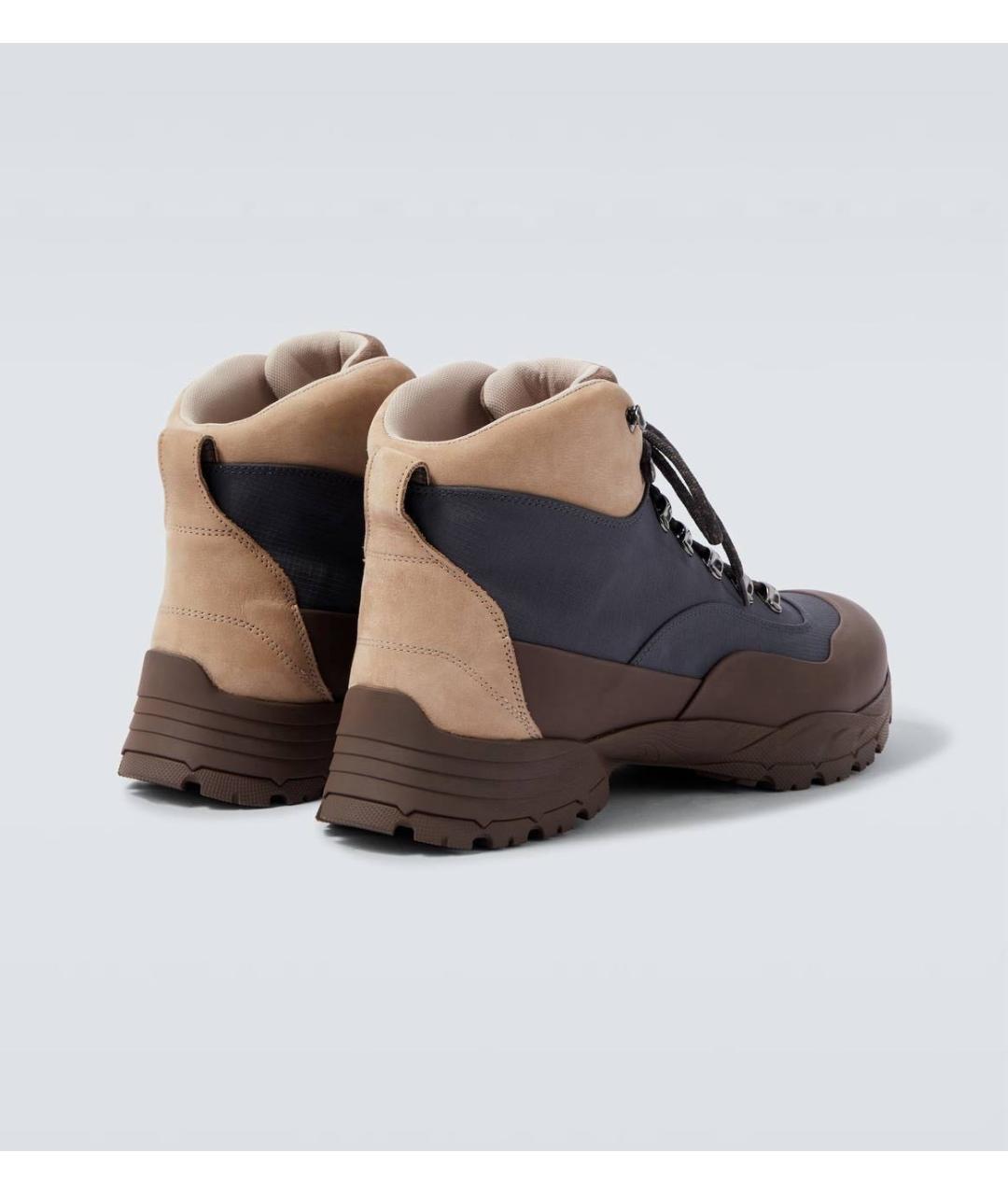 BRUNELLO CUCINELLI Темно-синие кожаные высокие ботинки, фото 4