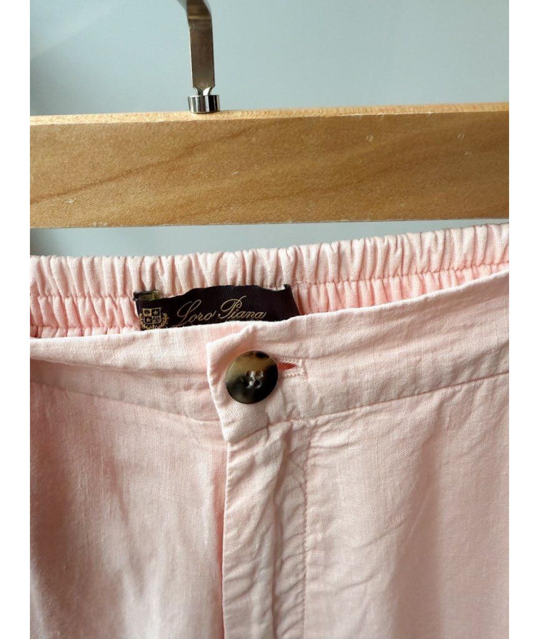 LORO PIANA Розовые льняные брюки и шорты, фото 4