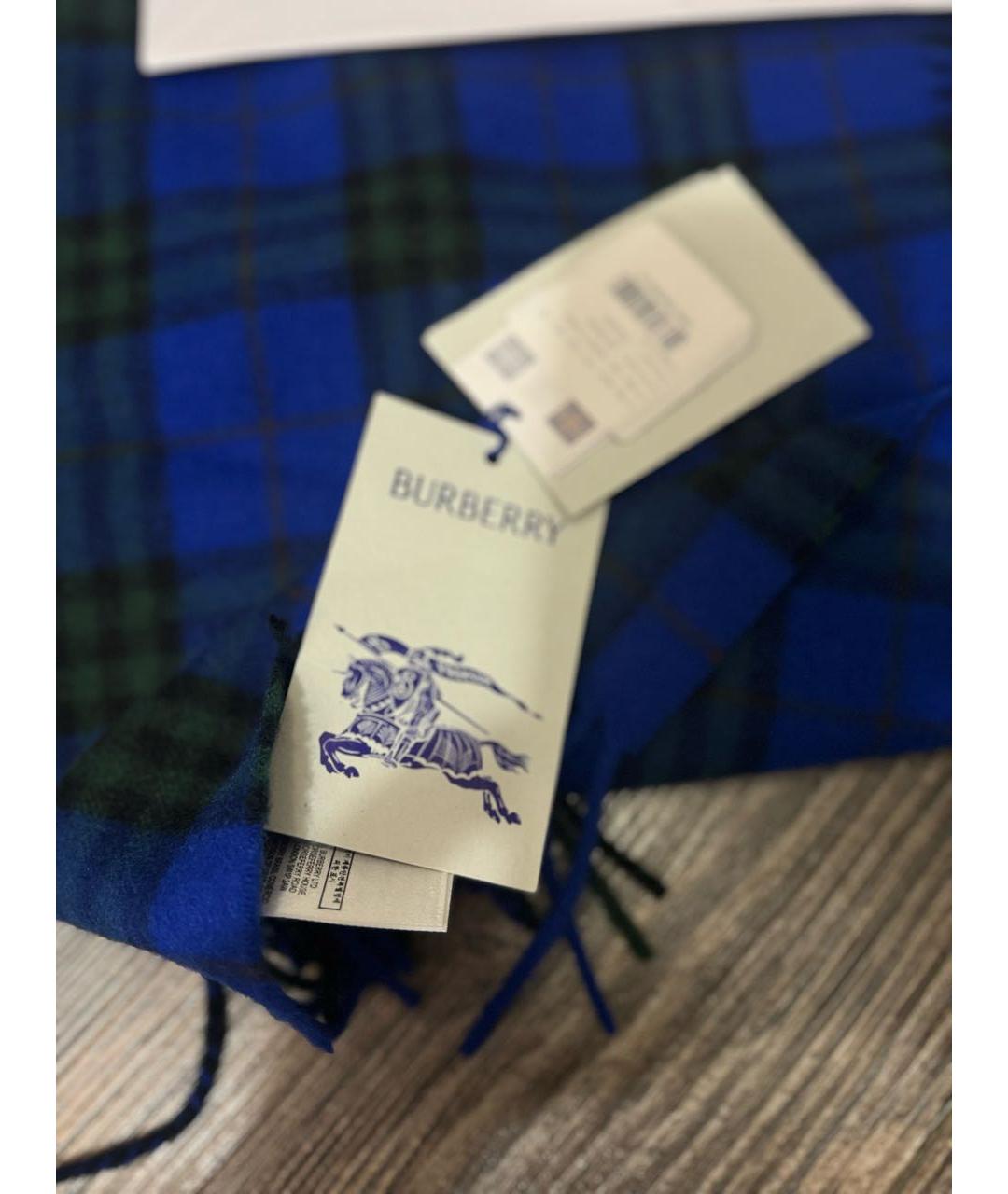 BURBERRY Синий кашемировый шарф, фото 3