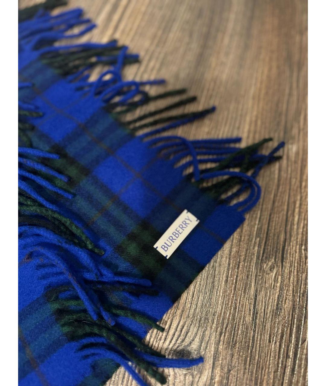 BURBERRY Синий кашемировый шарф, фото 2
