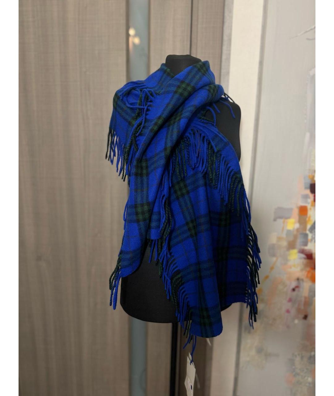 BURBERRY Синий кашемировый шарф, фото 9