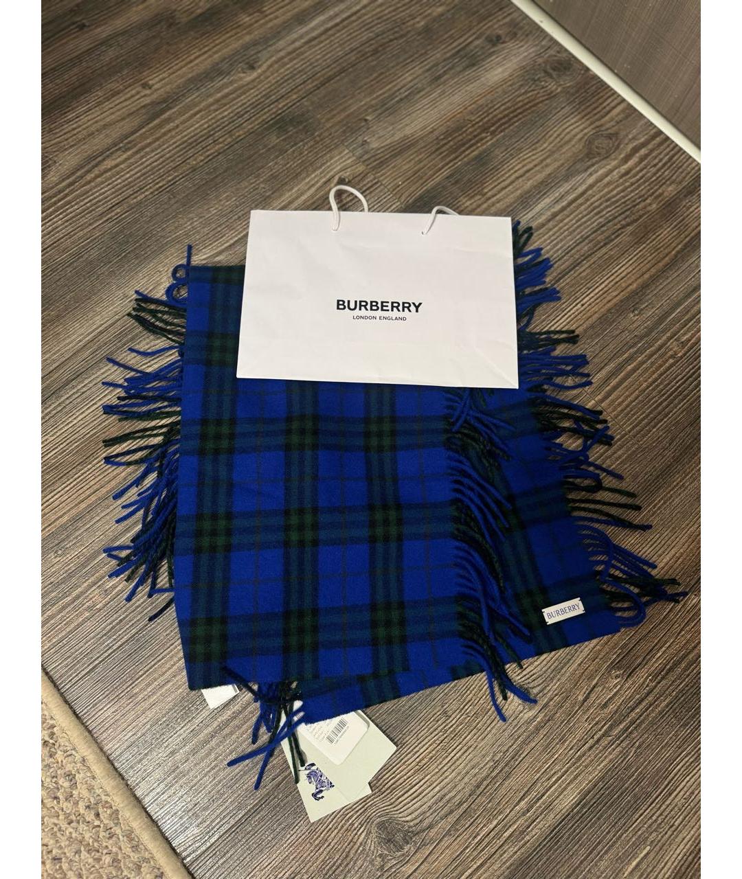 BURBERRY Синий кашемировый шарф, фото 4