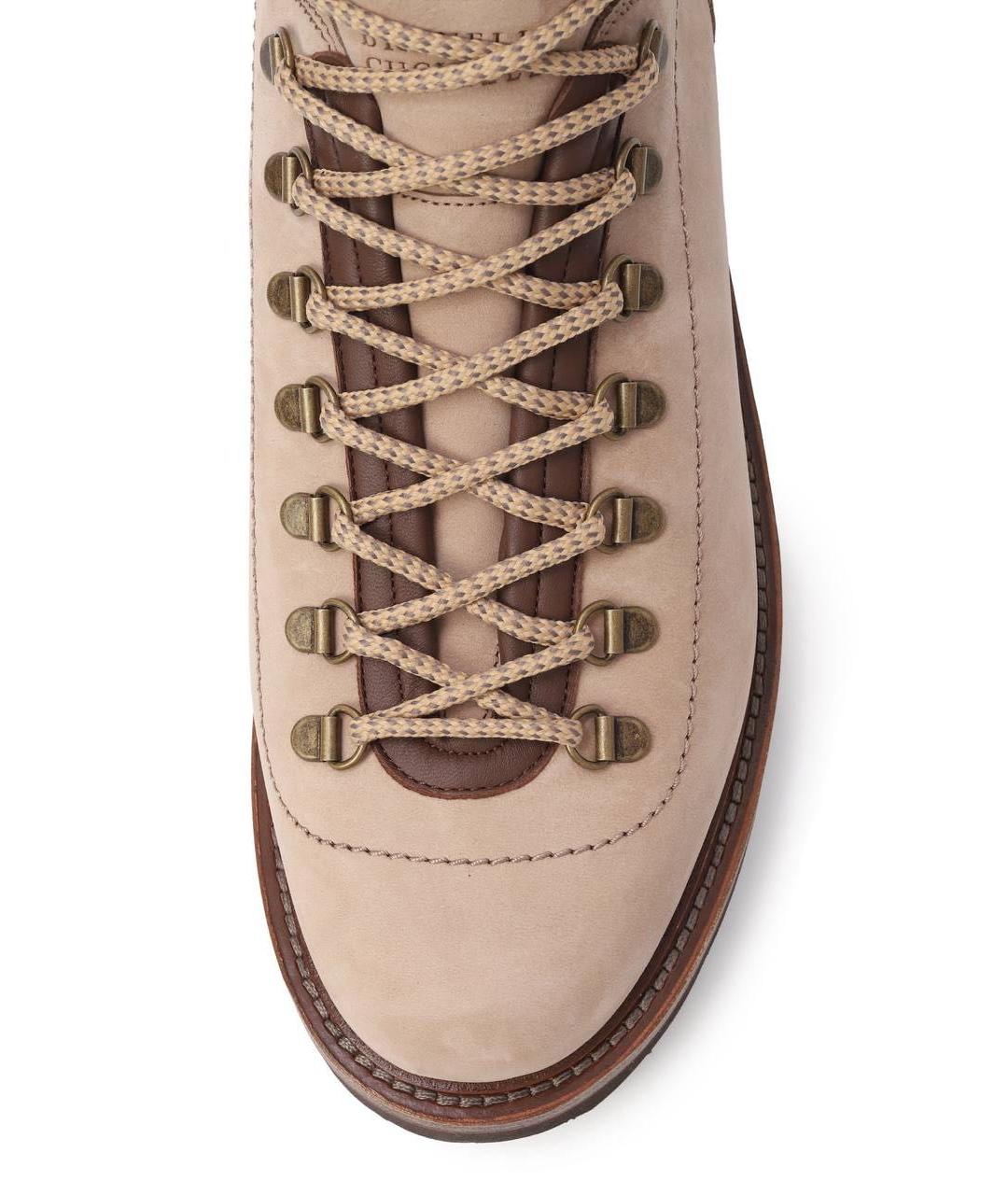 BRUNELLO CUCINELLI Бежевые нубуковые высокие ботинки, фото 2