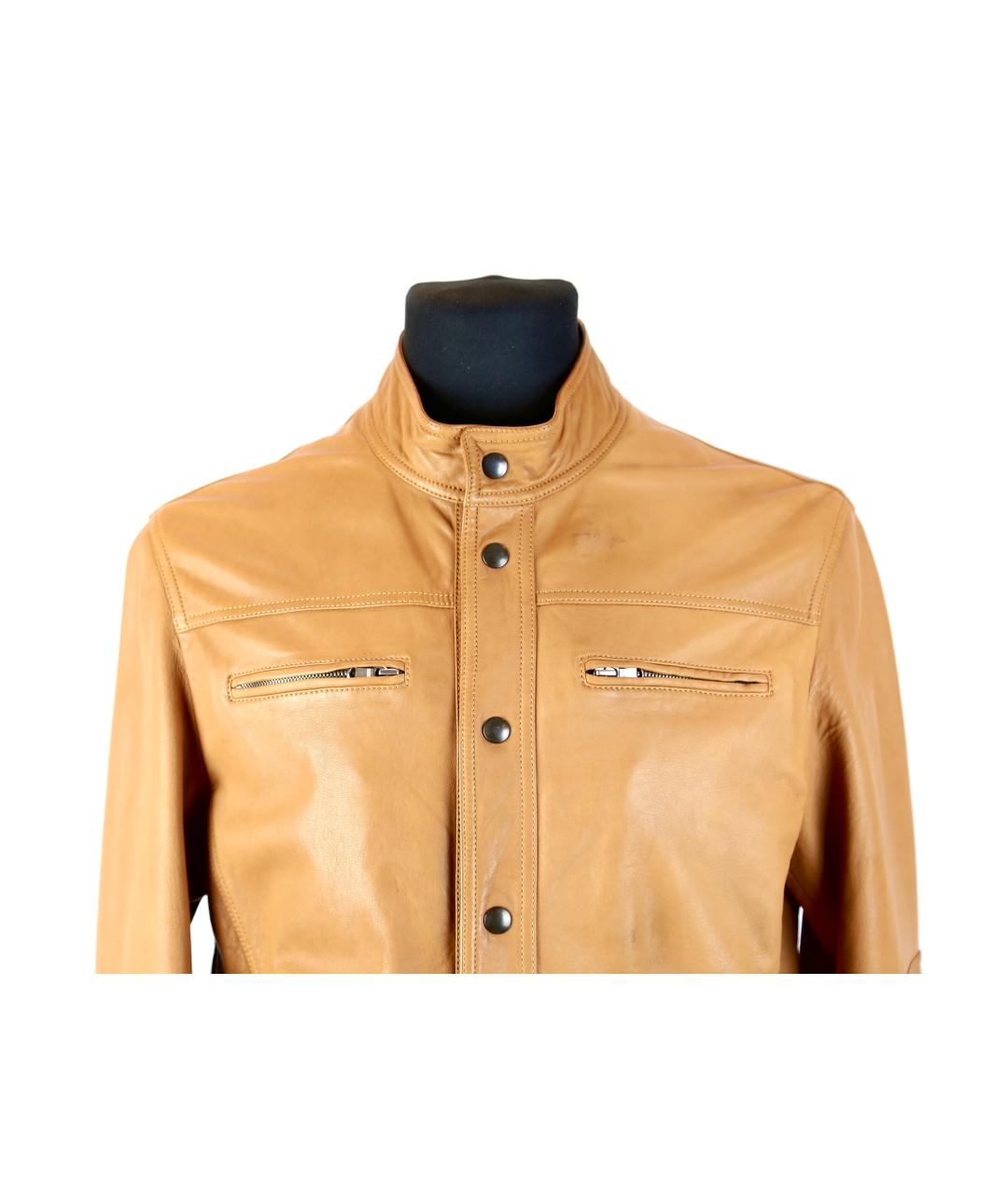 BRUNELLO CUCINELLI Оранжевая кожаная куртка, фото 4