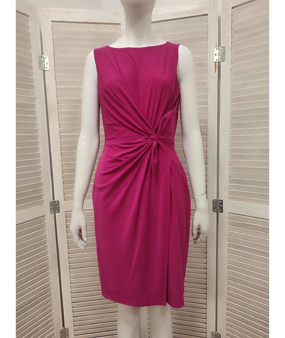 RALPH LAUREN Фуксия полиэстеровое коктейльное платье, фото 10