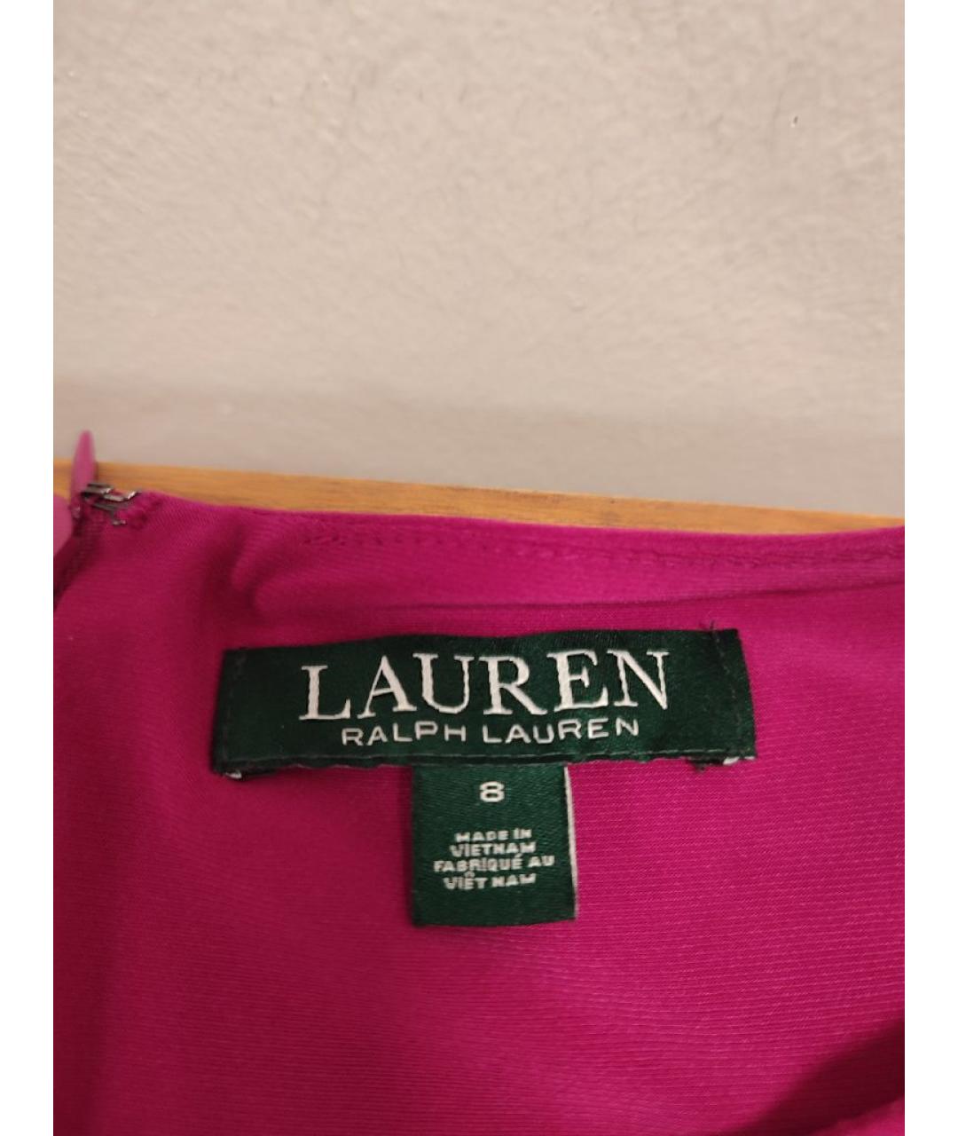 RALPH LAUREN Фуксия полиэстеровое коктейльное платье, фото 3