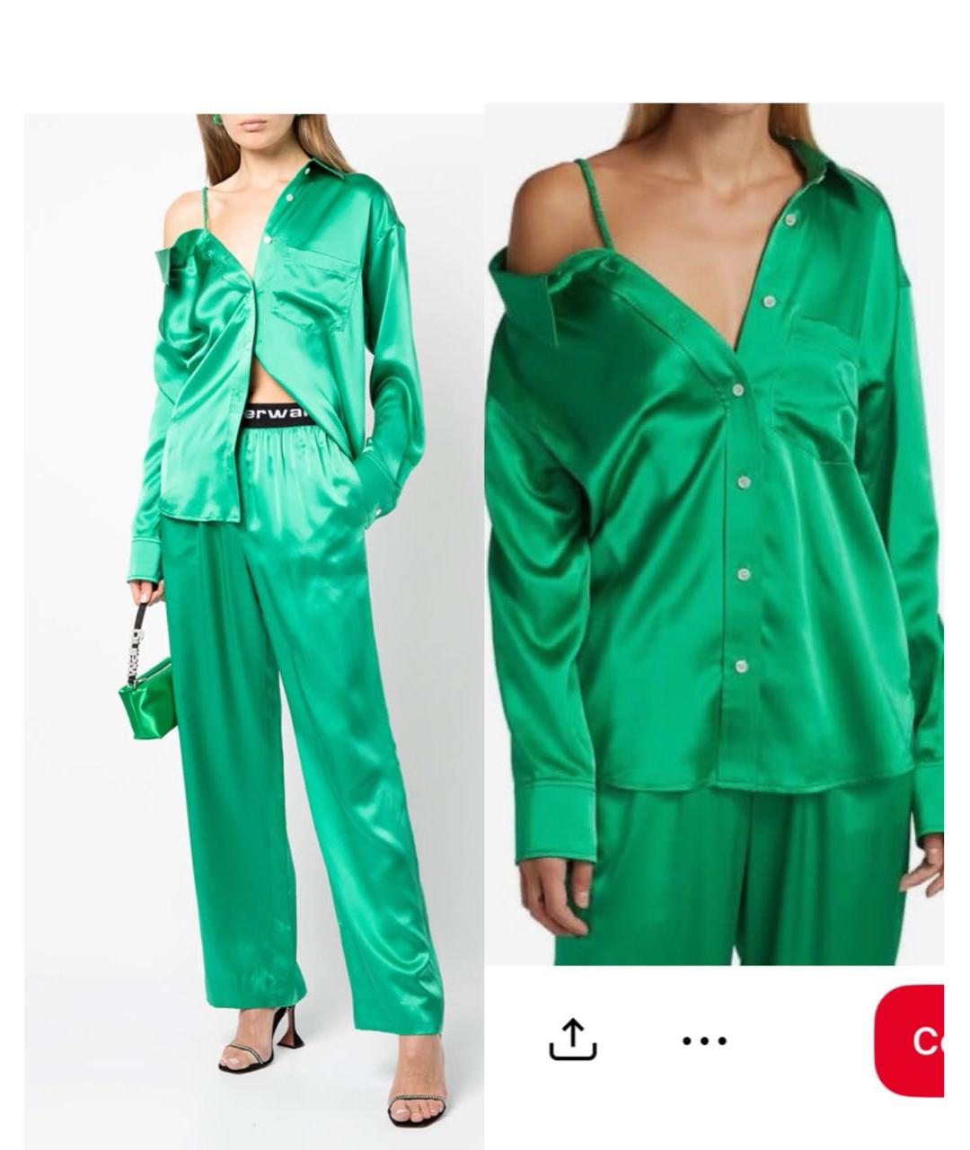 ALEXANDER WANG Зеленый шелковый костюм с брюками, фото 4