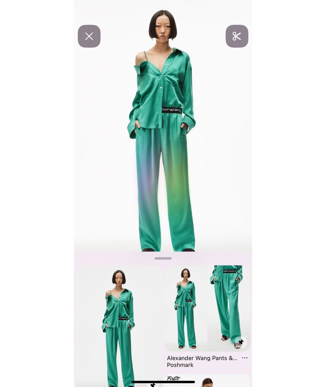 ALEXANDER WANG Зеленый шелковый костюм с брюками, фото 5