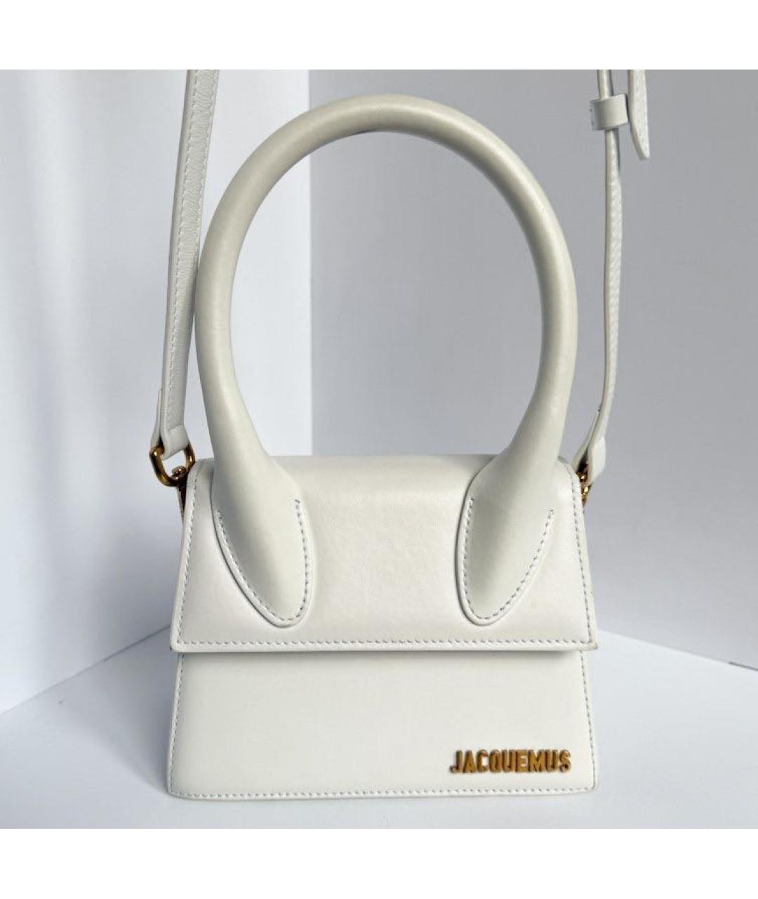 JACQUEMUS Белая кожаная сумка с короткими ручками, фото 3