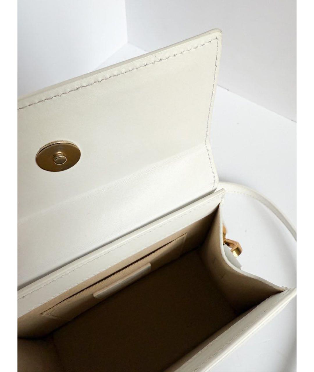 JACQUEMUS Белая кожаная сумка с короткими ручками, фото 4