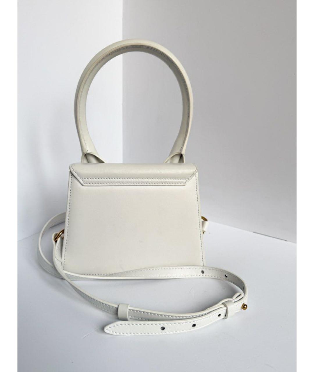 JACQUEMUS Белая кожаная сумка с короткими ручками, фото 2