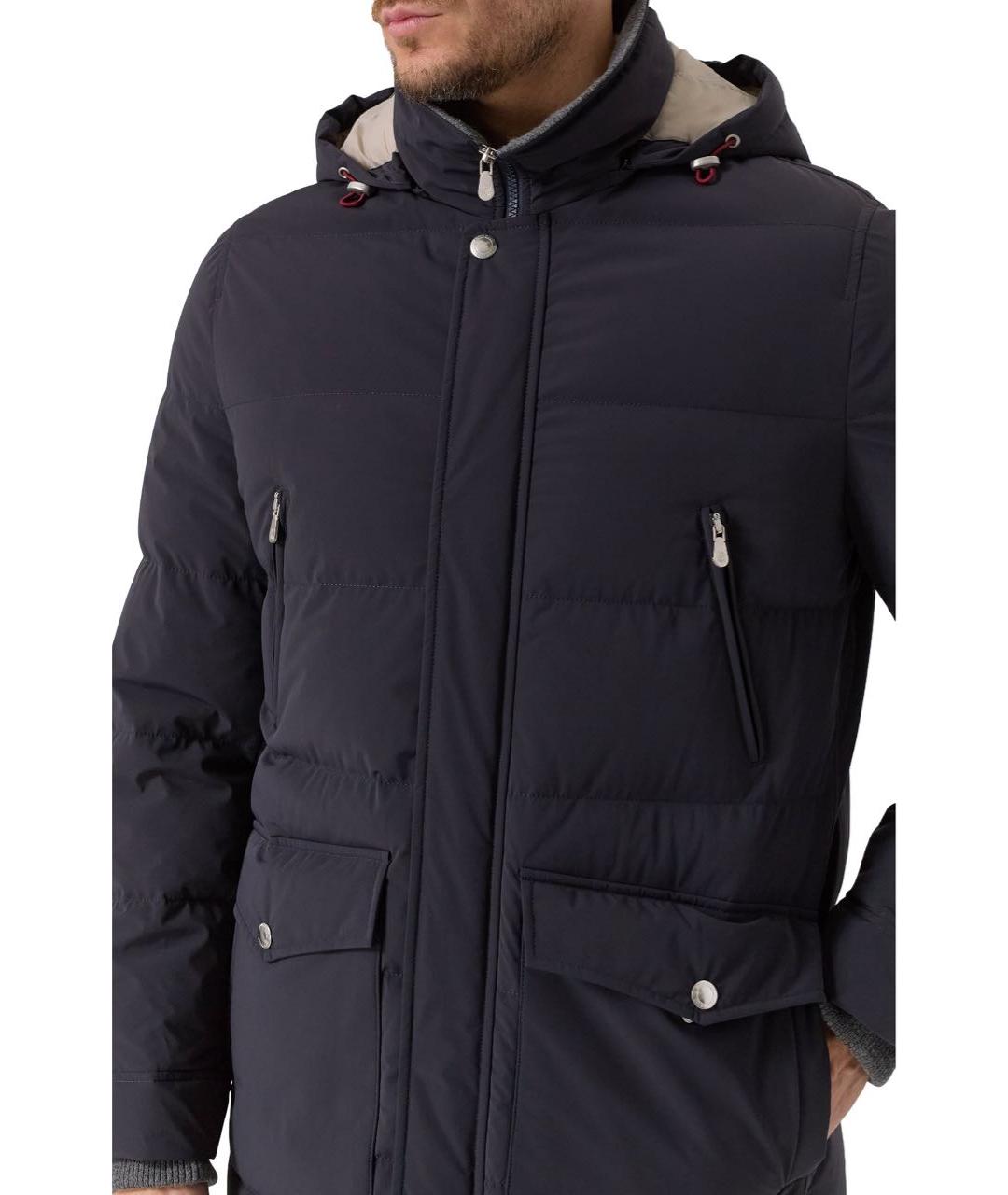 BRUNELLO CUCINELLI Темно-синий полиамидовый пуховик, фото 3