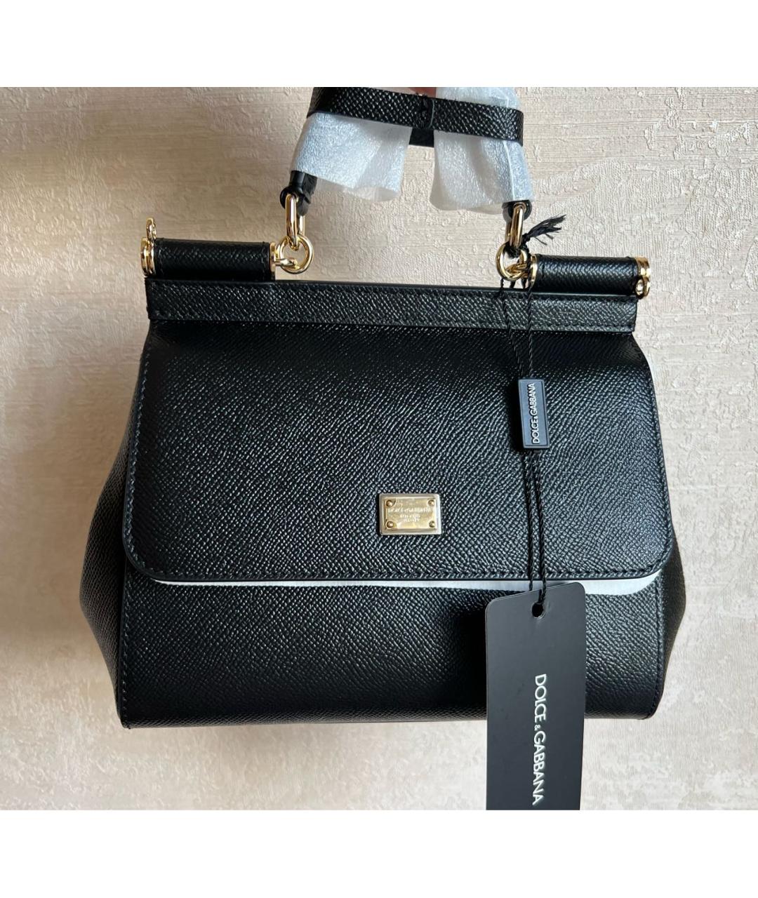 DOLCE&GABBANA Черная кожаная сумка через плечо, фото 5