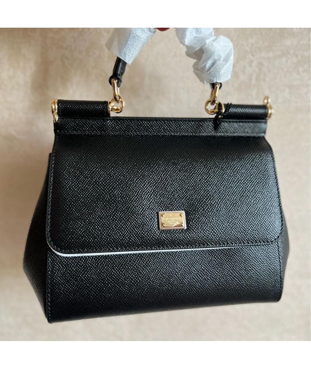 DOLCE&GABBANA Черная кожаная сумка через плечо, фото 8