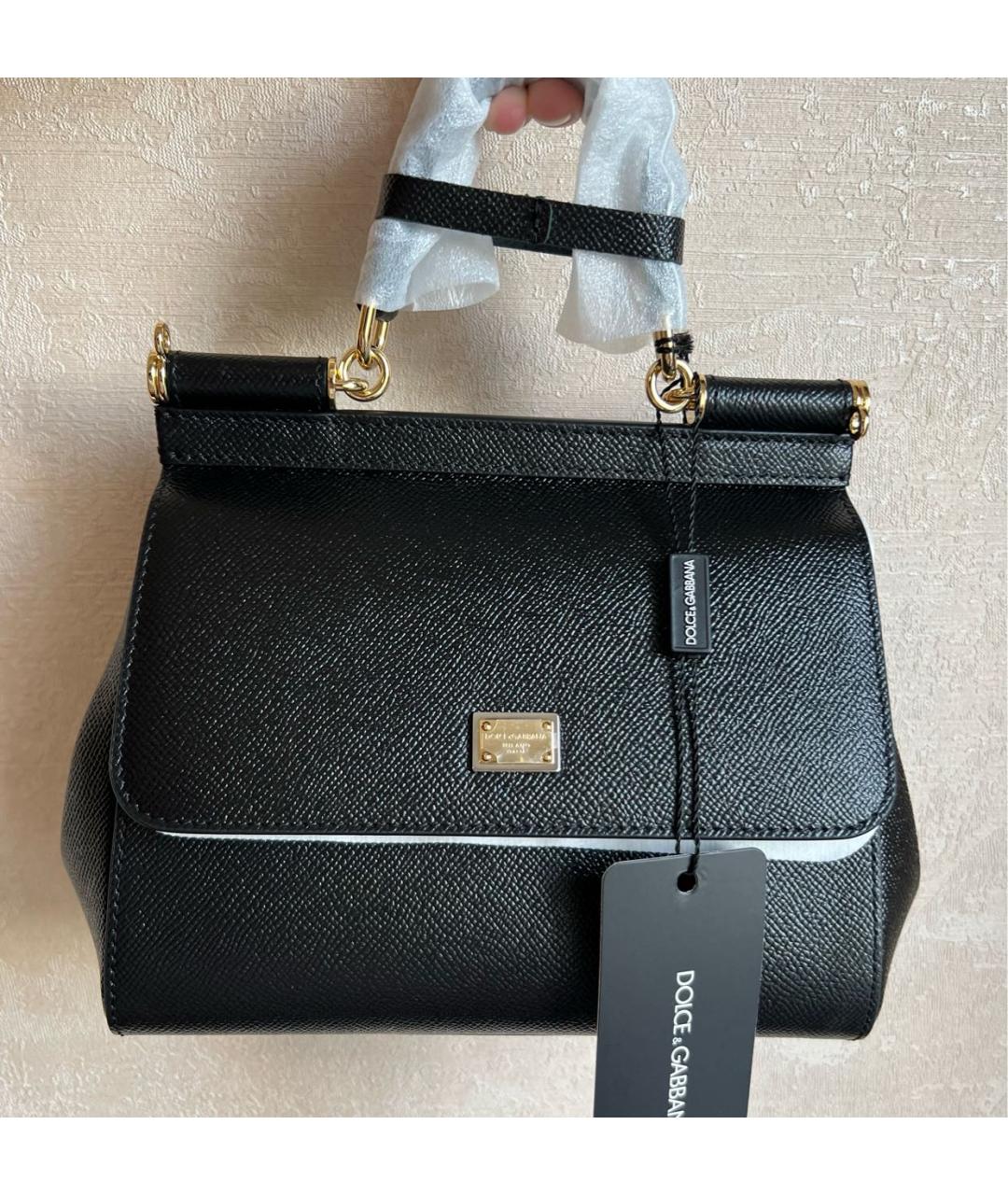 DOLCE&GABBANA Черная кожаная сумка через плечо, фото 7