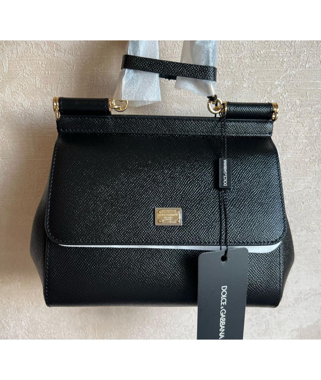 DOLCE&GABBANA Черная кожаная сумка через плечо, фото 6