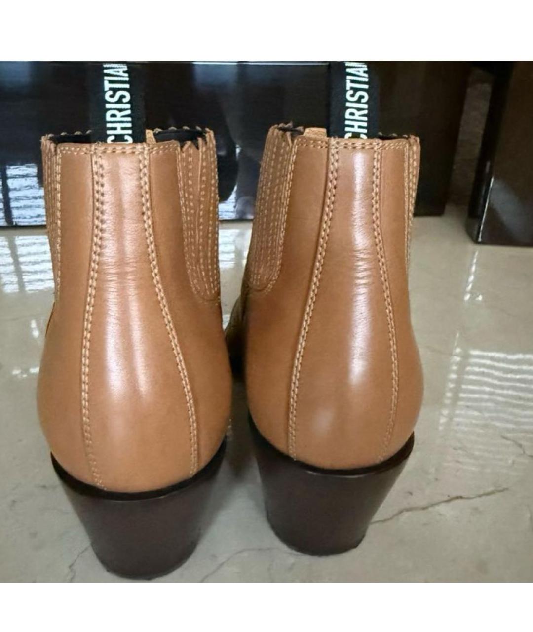 CHRISTIAN DIOR Коричневые кожаные ботильоны, фото 4