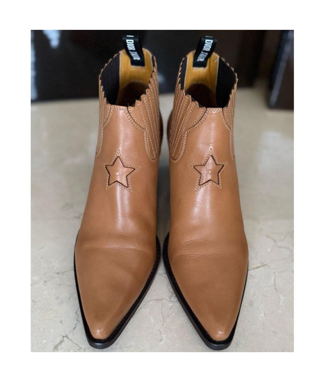 CHRISTIAN DIOR Коричневые кожаные ботильоны, фото 2