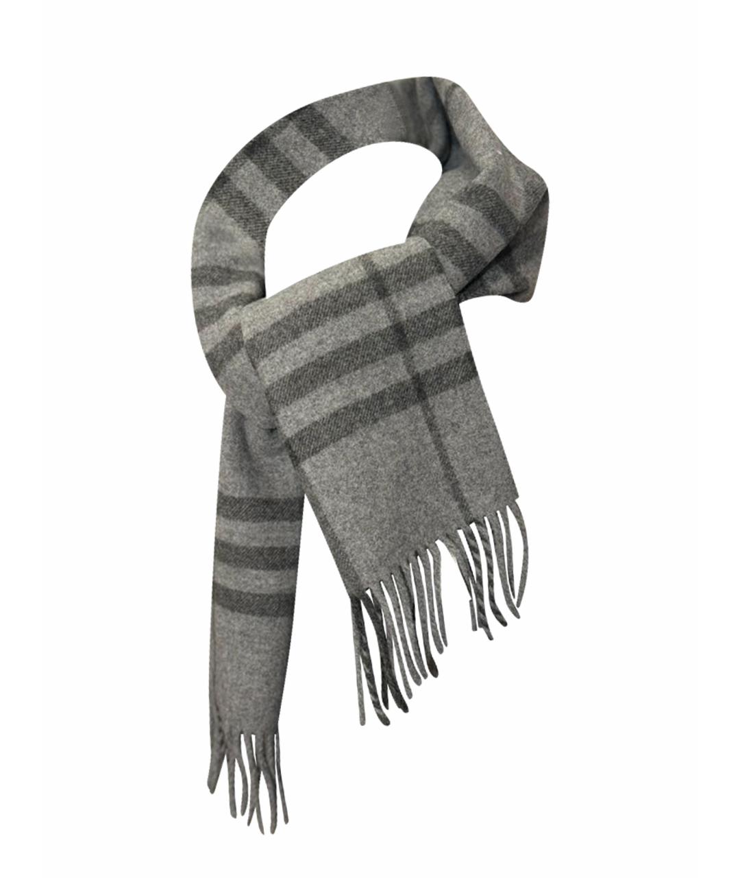 BURBERRY Серый шерстяной шарф, фото 1