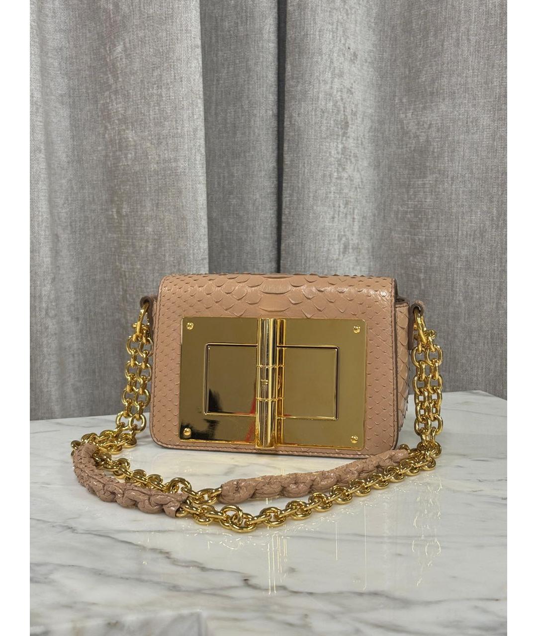 TOM FORD Бежевая сумка через плечо из экзотической кожи, фото 2