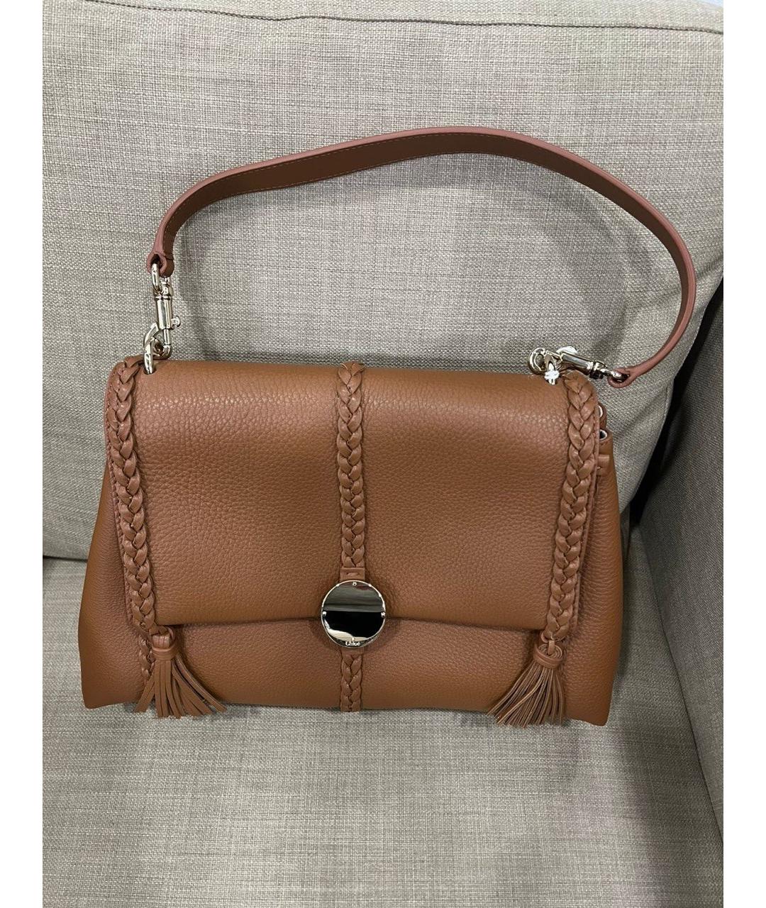 CHLOE Коричневая кожаная сумка тоут, фото 2