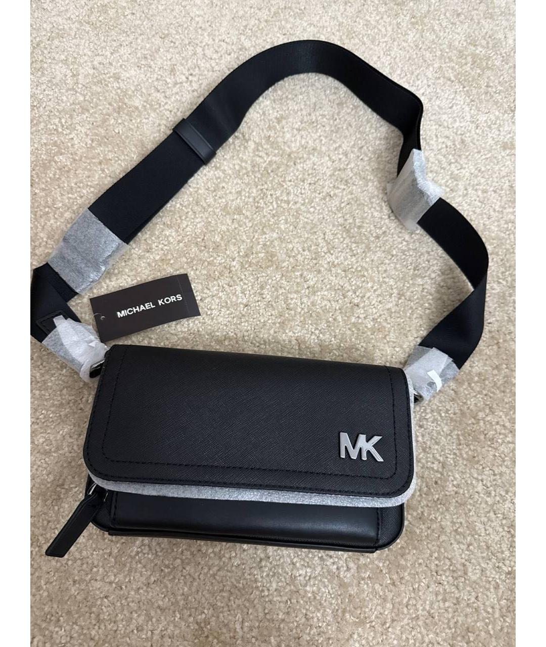 MICHAEL KORS Черная кожаная сумка на плечо, фото 2