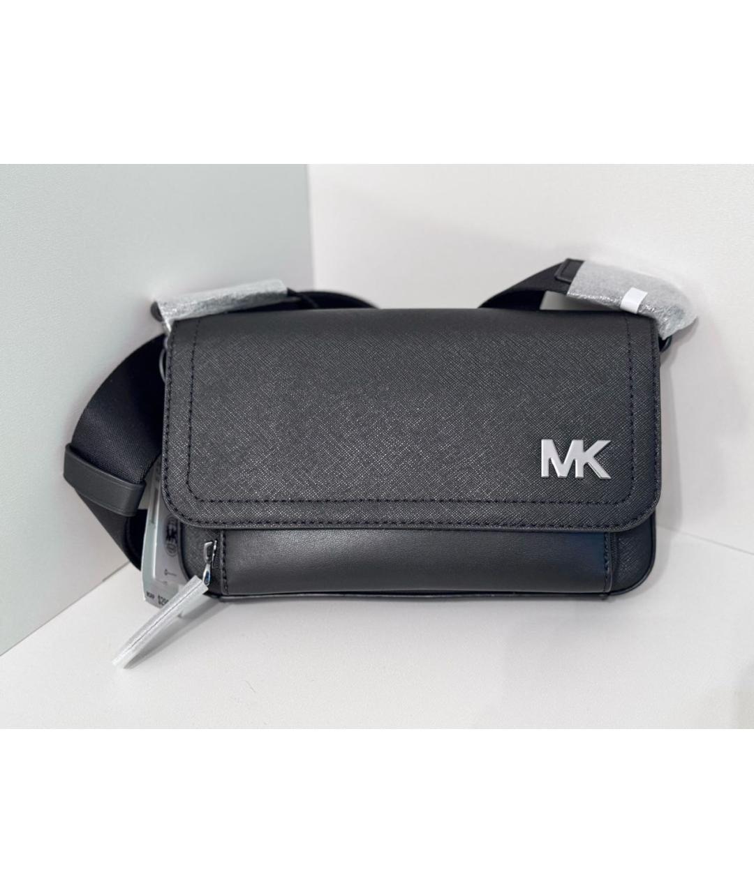 MICHAEL KORS Черная кожаная сумка на плечо, фото 3