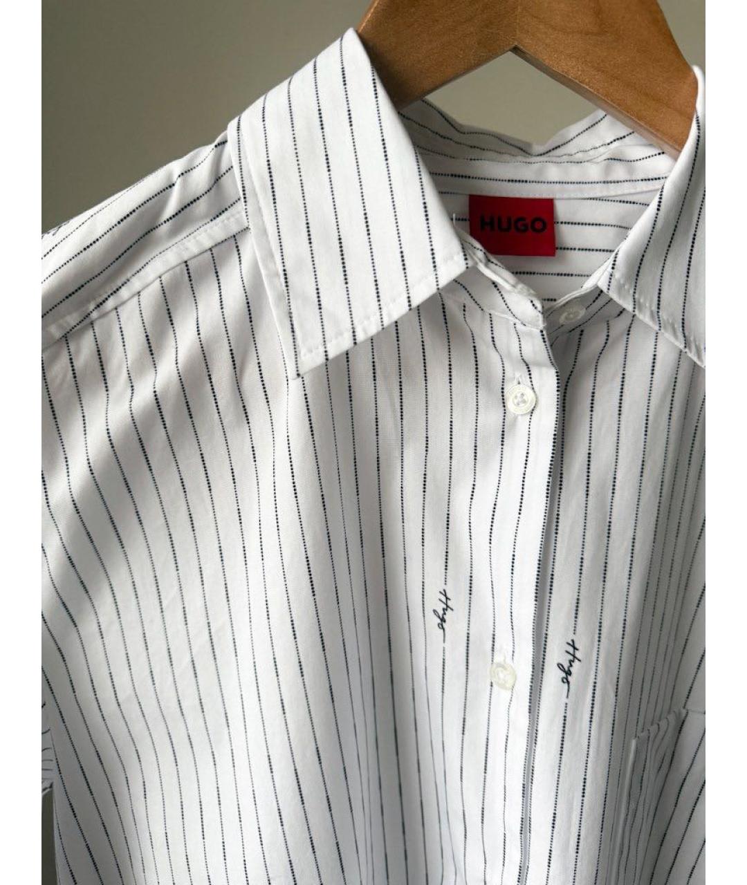 HUGO Белая хлопковая рубашка, фото 4