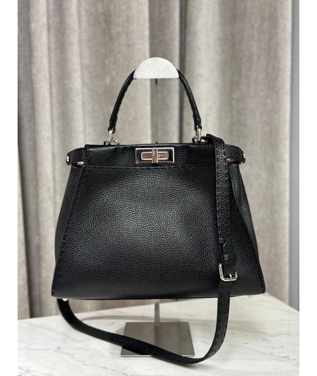 FENDI Черная кожаная сумка через плечо, фото 3