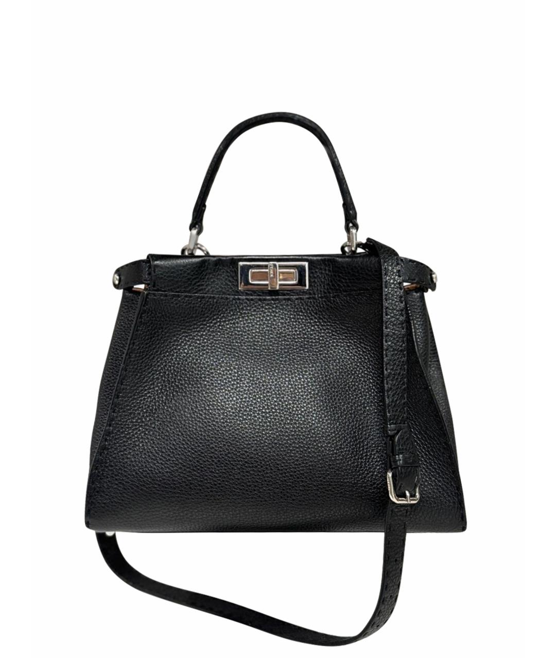 FENDI Черная кожаная сумка через плечо, фото 1