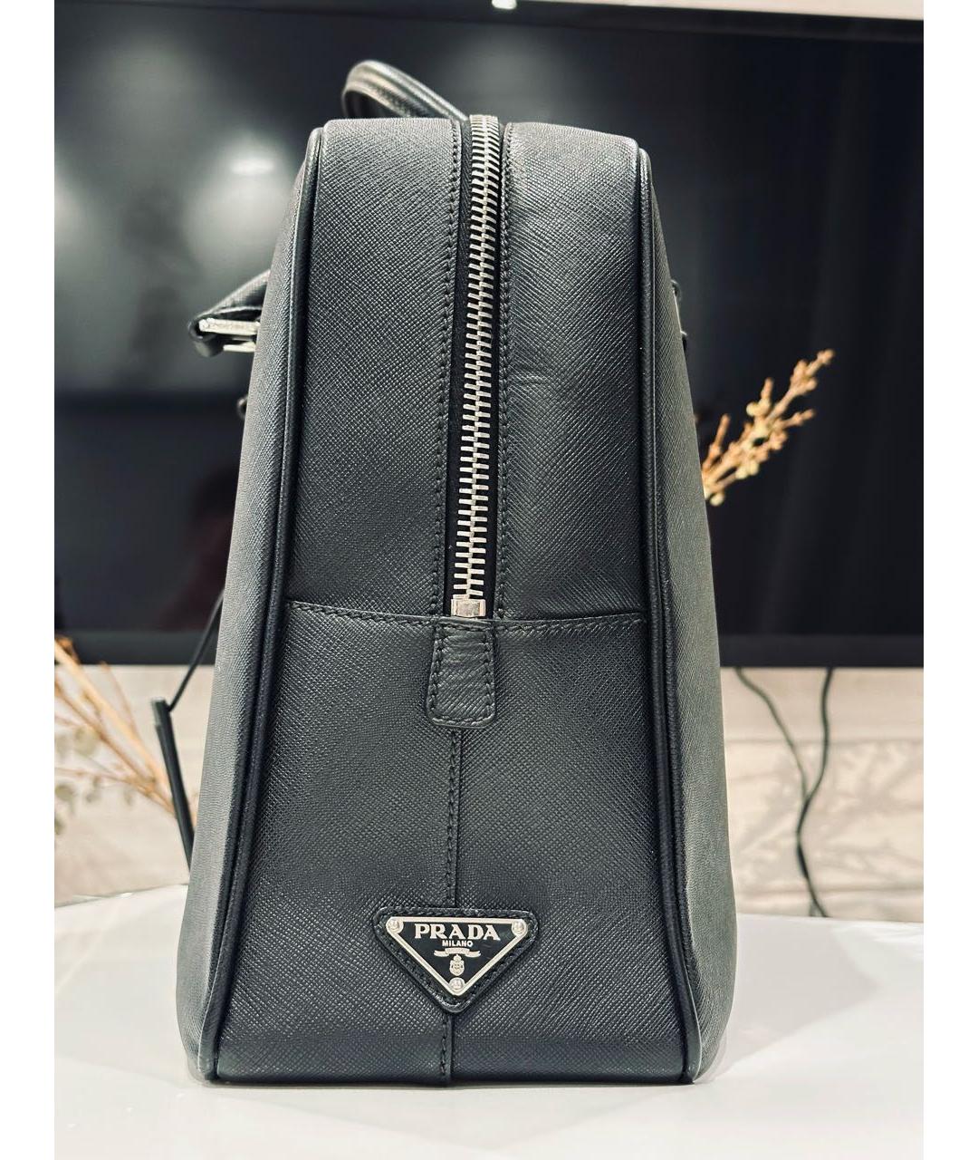 PRADA Черная кожаная дорожная/спортивная сумка, фото 3