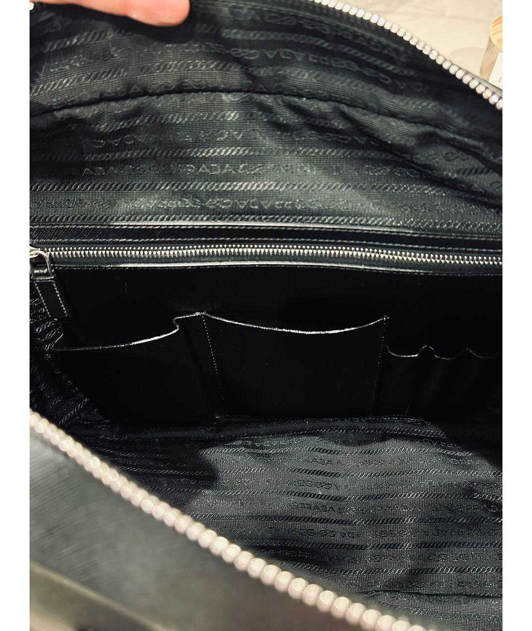 PRADA Черная кожаная дорожная/спортивная сумка, фото 7