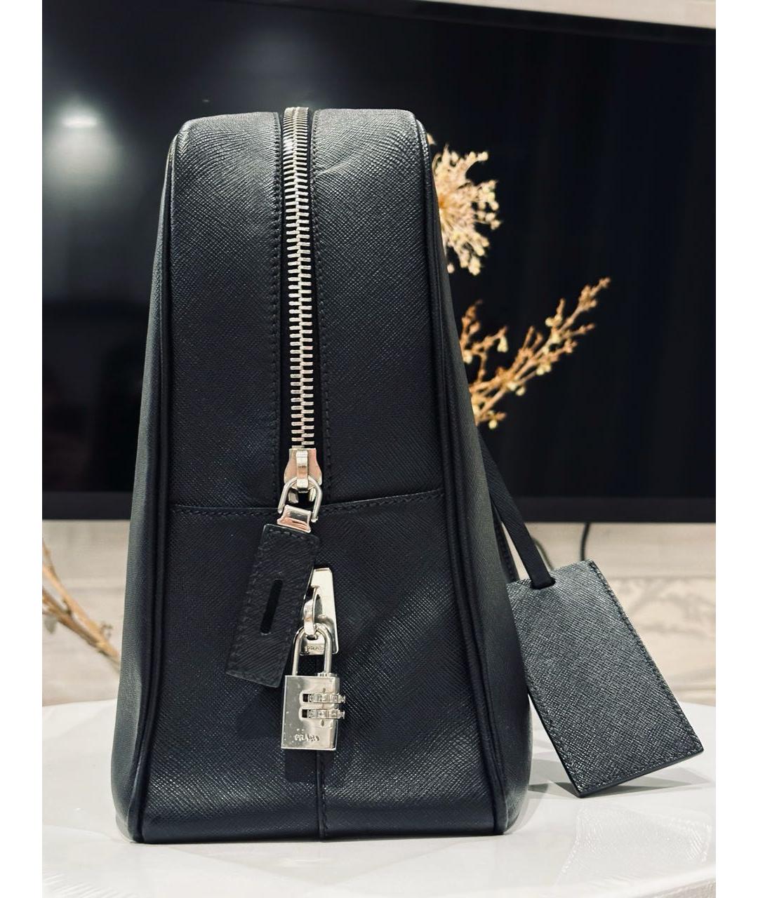 PRADA Черная кожаная дорожная/спортивная сумка, фото 4