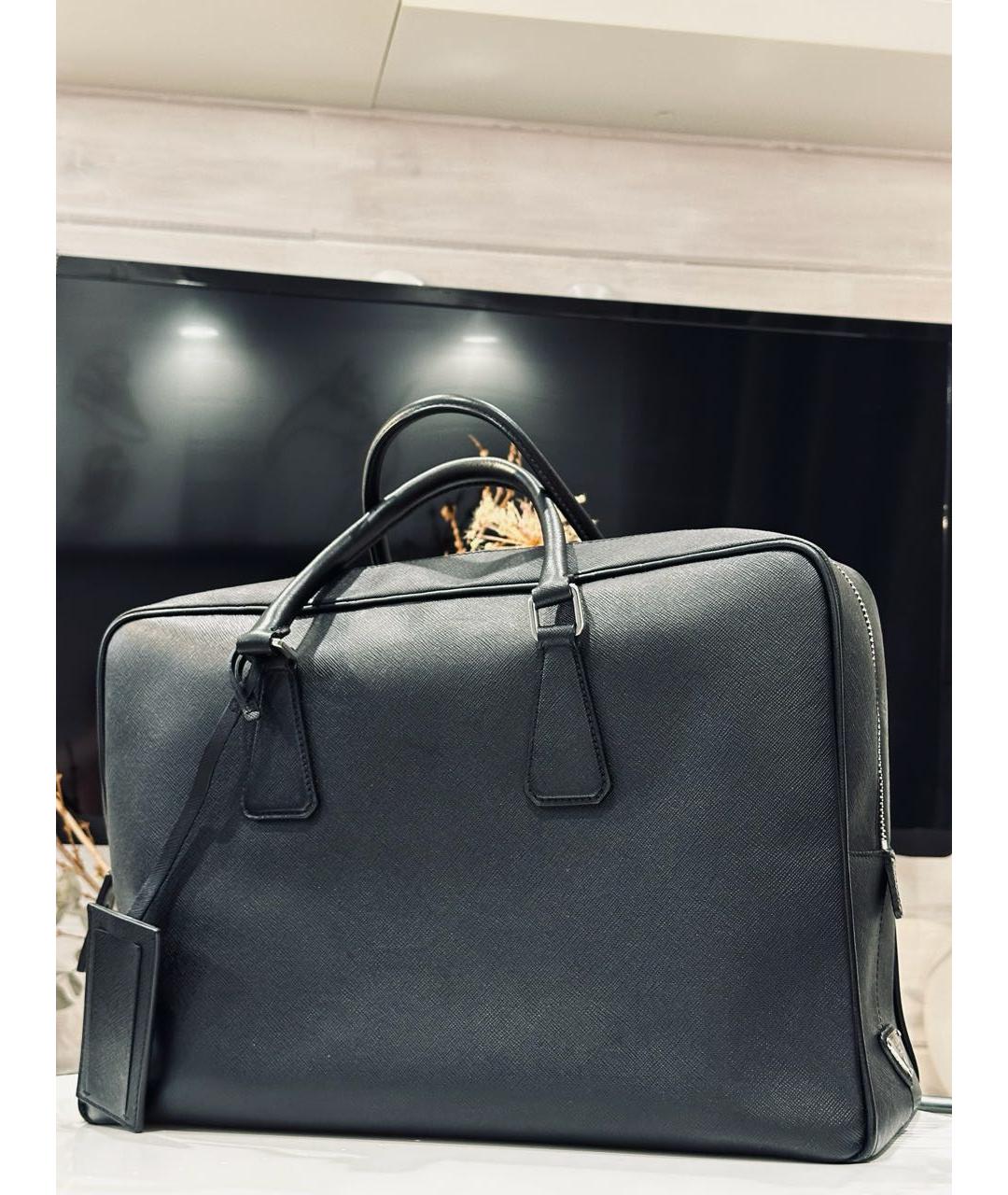 PRADA Черная кожаная дорожная/спортивная сумка, фото 2