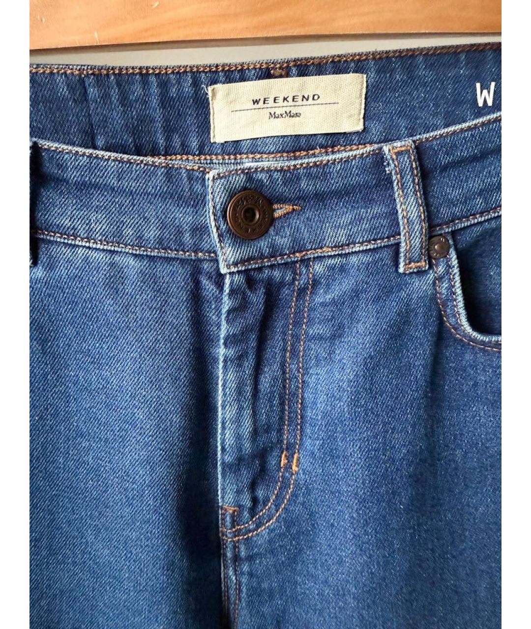 WEEKEND MAX MARA Синие хлопковые прямые джинсы, фото 4