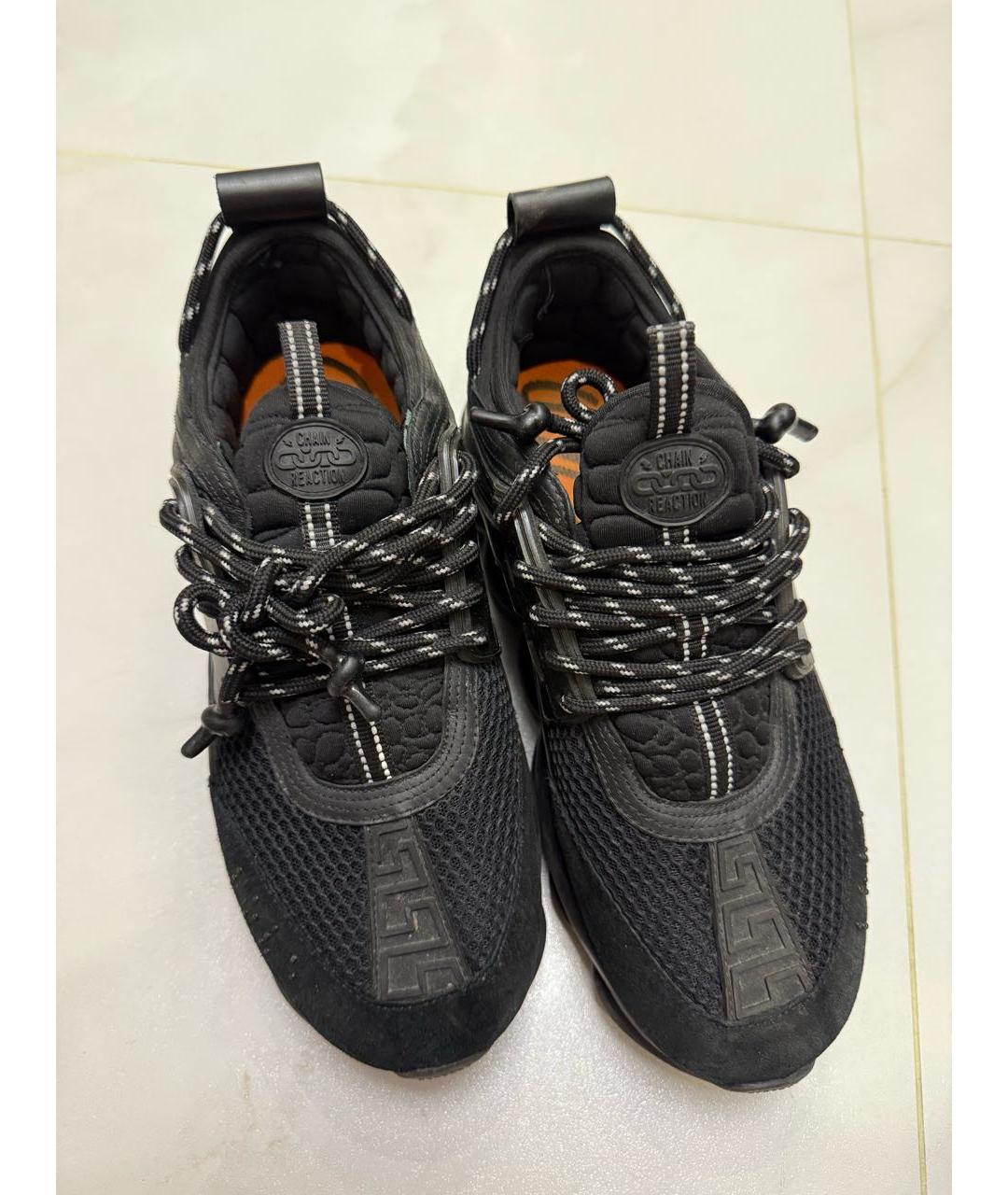 VERSACE Черные текстильные низкие кроссовки / кеды, фото 2