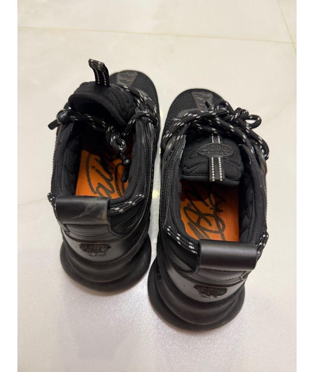 VERSACE Черные текстильные низкие кроссовки / кеды, фото 4